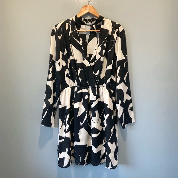 Primark UK Abstract Print Dress with Cut-Out Neckline BNWT Cocktail Party Dress - Picture 2 of 13